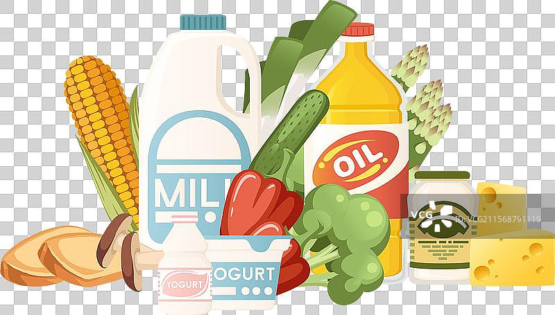 健康食品的蔬菜和乳制品组合图片素材