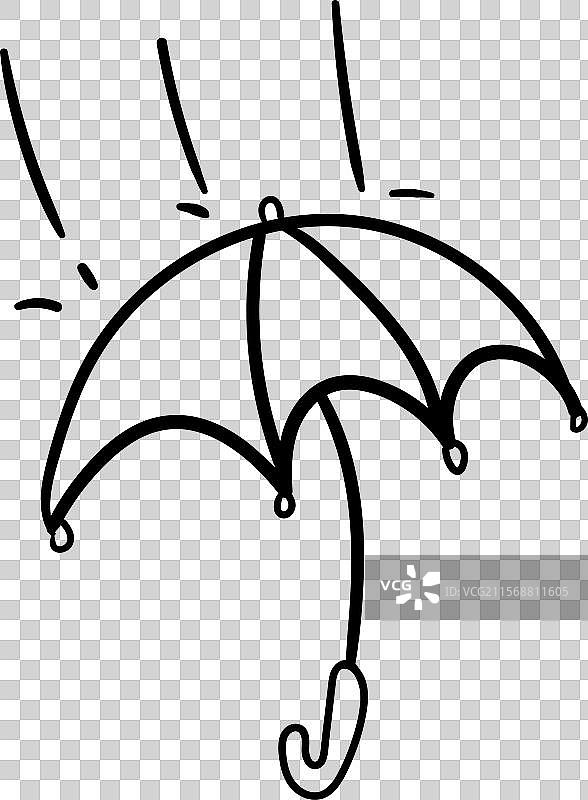 雨中打开的伞轮廓图片素材