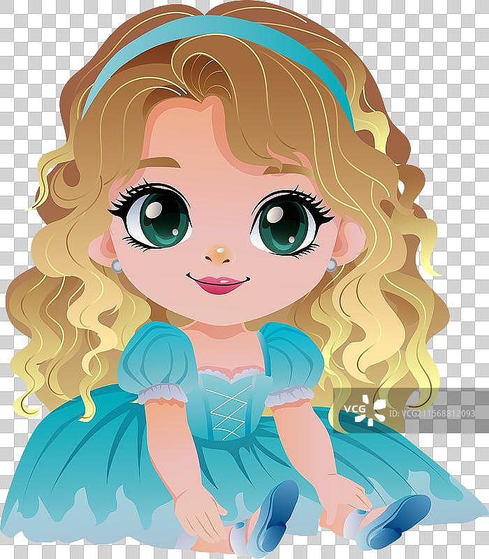 坐着的灰姑娘女孩卡通角色图片素材