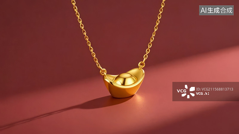 【AI数字艺术】金色元宝吊坠项链图片素材