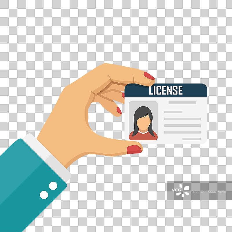 手持驾驶执照图标，扁平风格图片素材