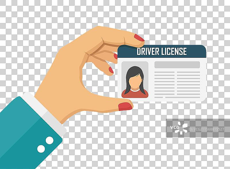 手持驾驶执照图标，扁平风格图片素材