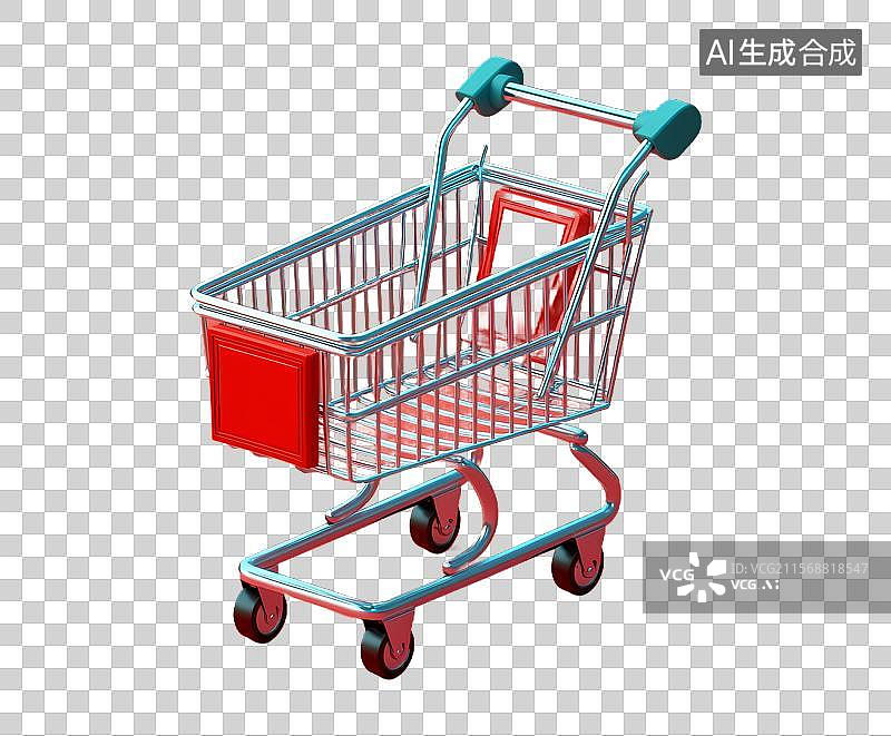 【AI数字艺术】购物车的三维渲染图图片素材
