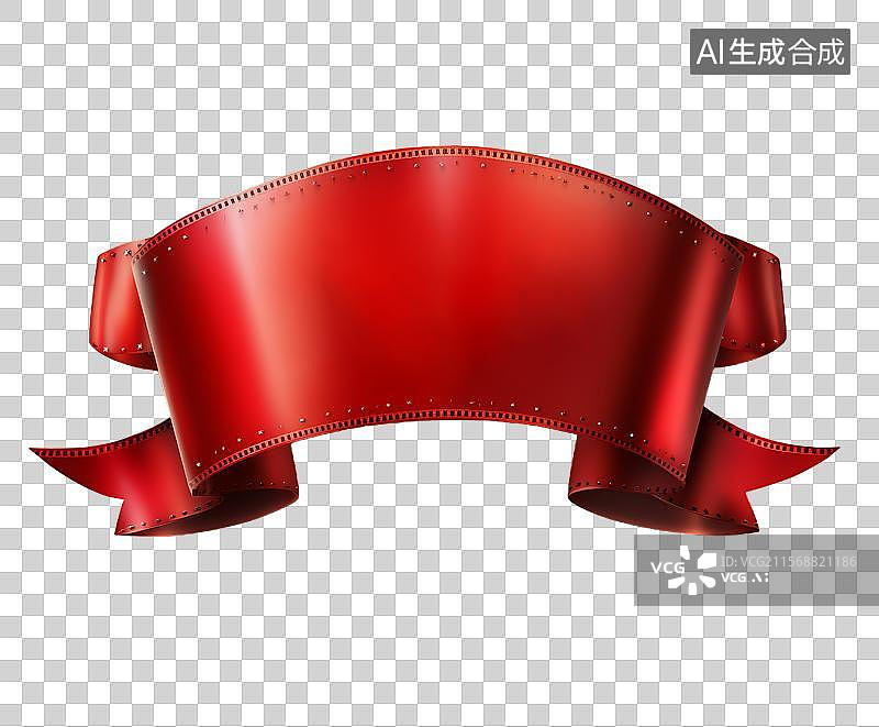 【AI数字艺术】红色丝带横幅图片素材