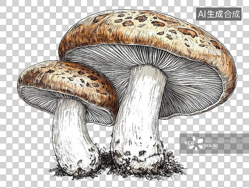【AI数字艺术】手绘蘑菇插图图片素材