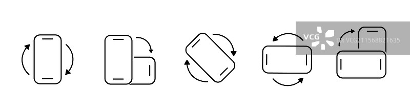 旋转的手机图标集（线条风格）图片素材