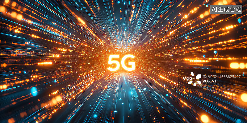 【AI数字艺术】数据流5G网络传输科技背景图片素材