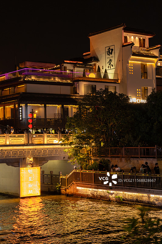 南京，夜游秦淮河图片素材