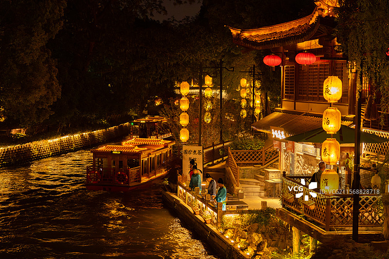 南京，夜游秦淮河图片素材
