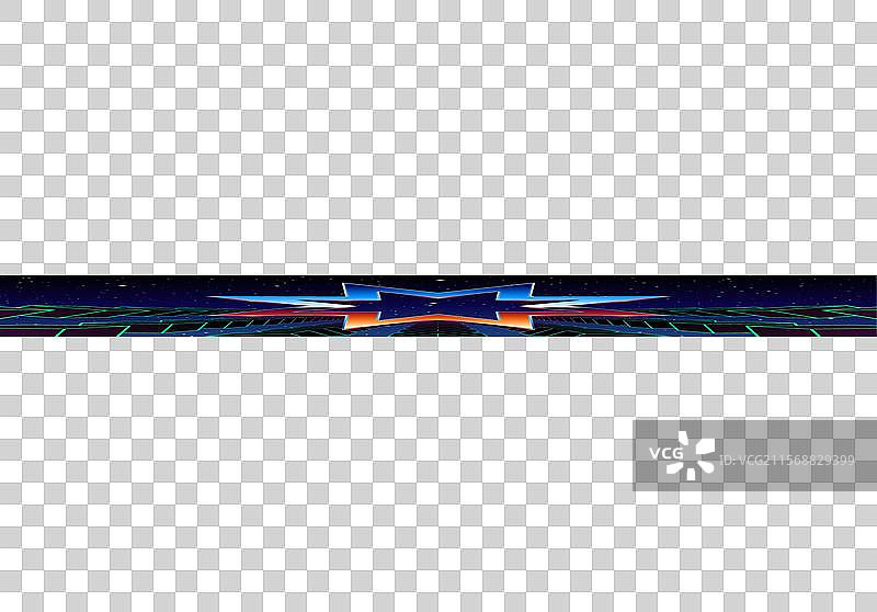 合成波风格的框架，带有镀铬星星和80年代风格图片素材