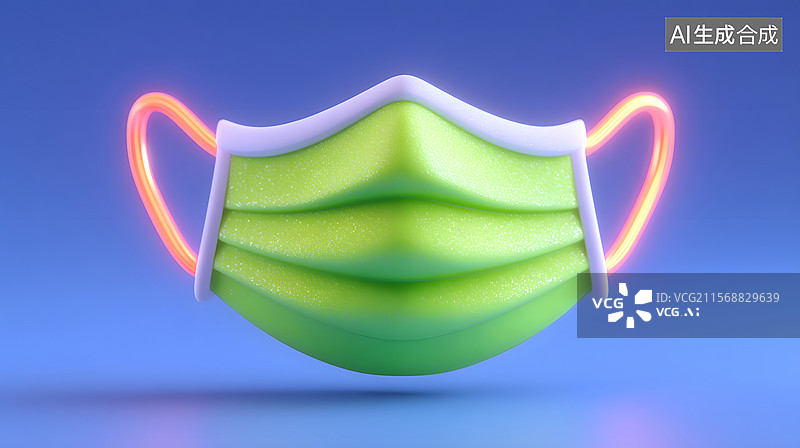 【AI数字艺术】3D口罩图标的健康防护插图图片素材