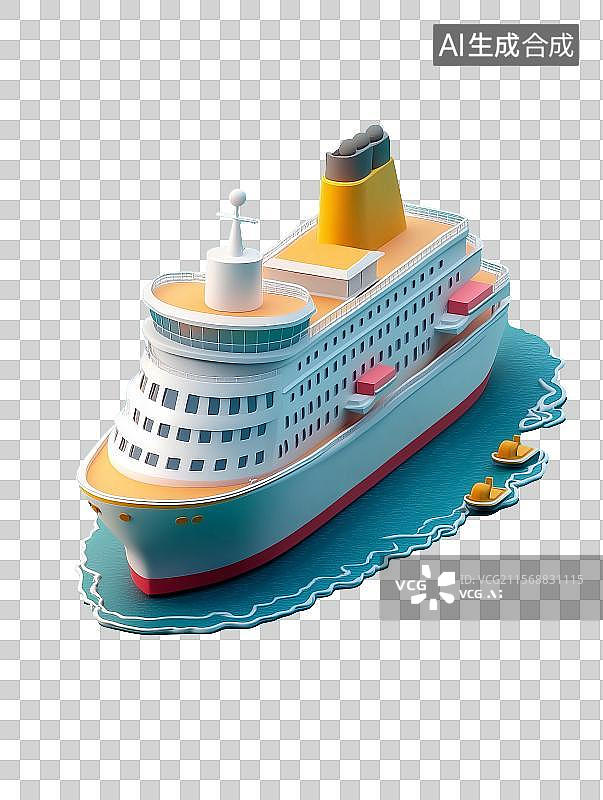 【AI数字艺术】免扣旅游元素一艘邮轮3d图标图片素材