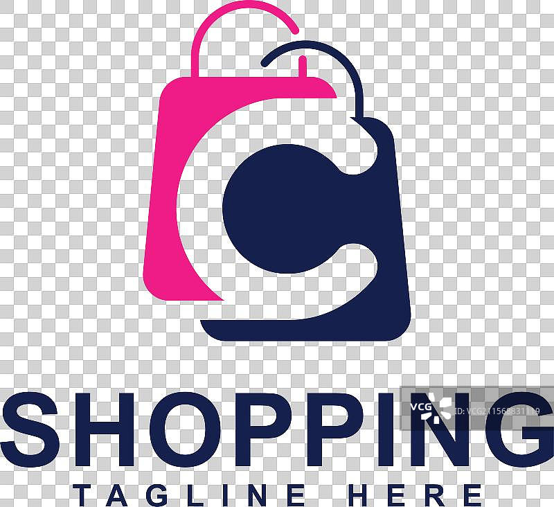 带有字母C组合标志设计的购物袋图片素材