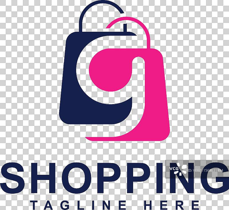 带有字母G组合标志设计的购物袋图片素材