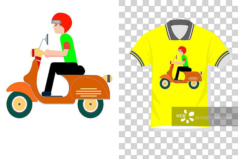 卡通摩托车骑士T恤设计图片素材