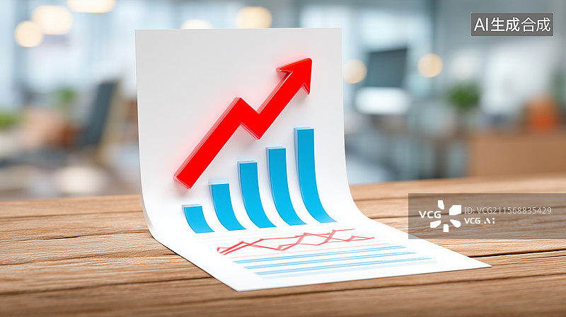 【AI数字艺术】商业增长图表办公场景图图片素材