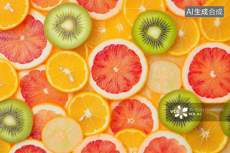 【AI数字艺术】切片水果背景图片素材