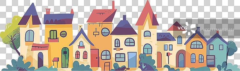 色彩斑斓的郊区社区图片素材