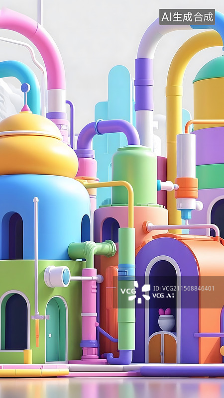 【AI数字艺术】3d多彩工业装置图片素材