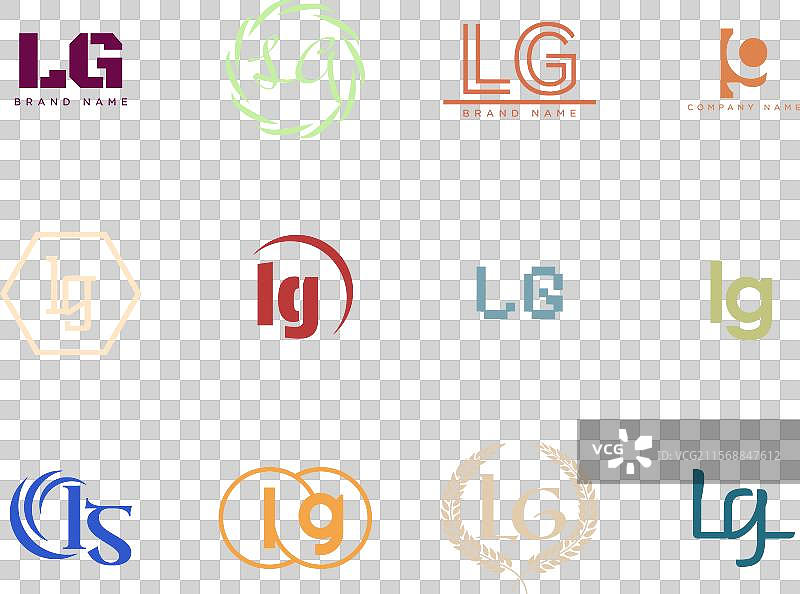 LG公司标志模板，字母L和G的标识设计图片素材