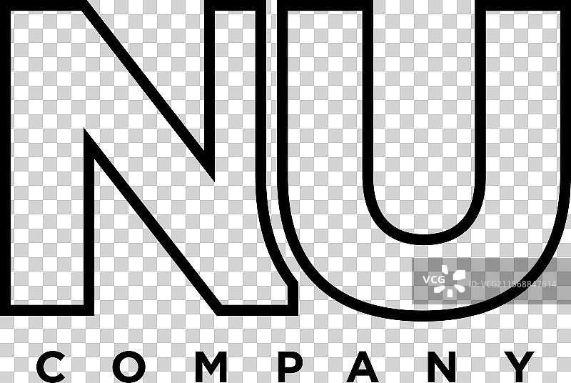 字母n和u的极简logo设计模板图片素材