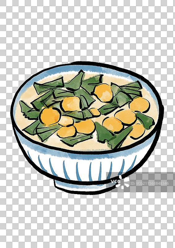 水墨风元宵节美食插画元素-糟羹图片素材