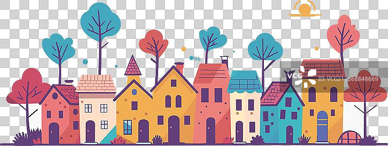 色彩斑斓的古雅小镇街道图片素材