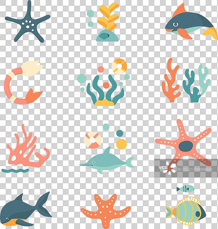 海洋生物图标合集，包括海星图片素材