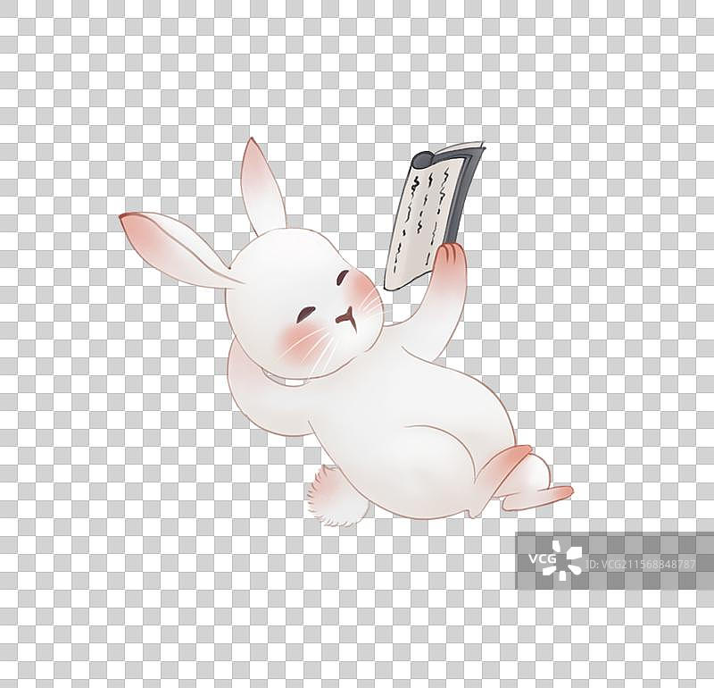 看书的小兔子元素图片素材