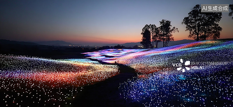 【AI数字艺术】梦幻唯美夜背，缤纷多彩图片素材