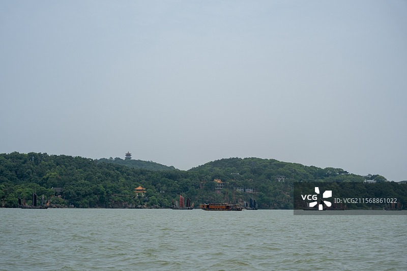 无锡鼋头渚风景区-文昌阁-月老祠-凌霄宫-天街-同心锁图片素材