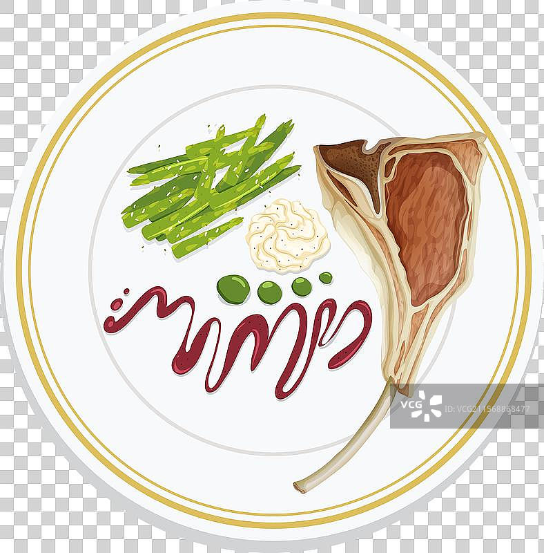 优雅的羊排配芦笋和酱汁图片素材