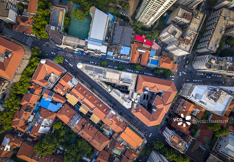 武汉黎黄陂路巴公房子民国建筑高空俯瞰图片素材