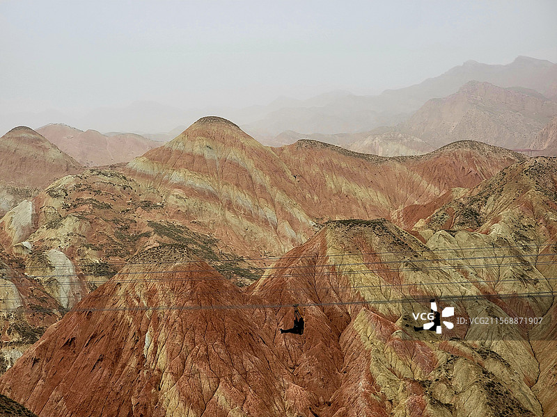 兰州水墨丹霞索道图片素材