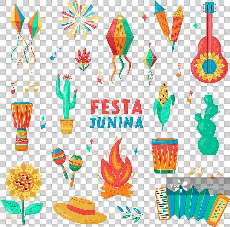 六月巴西丰盛的节日元素图片素材