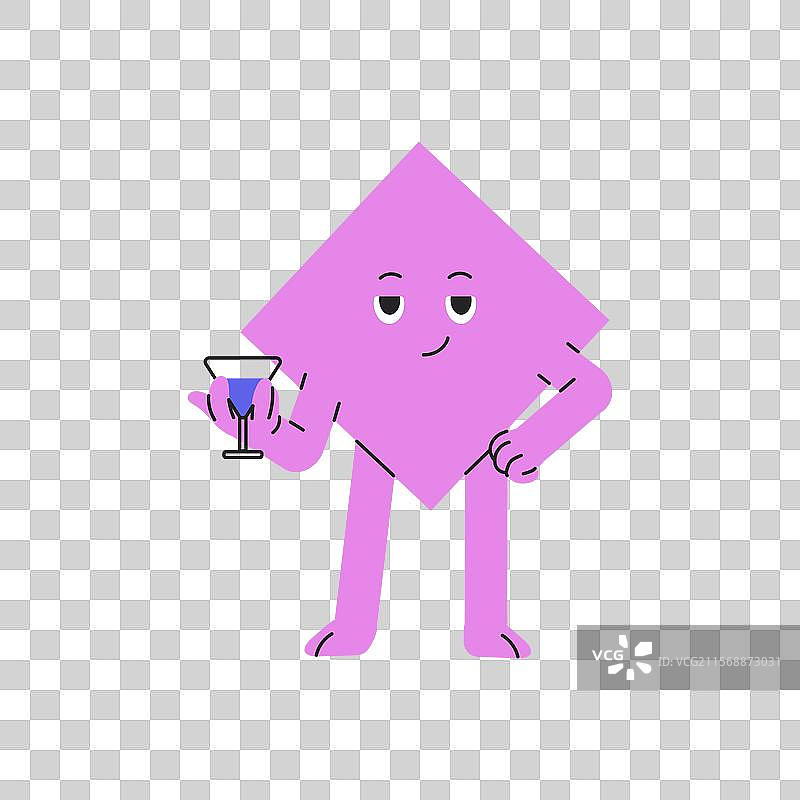 快乐的几何形状手持饮料杯图片素材