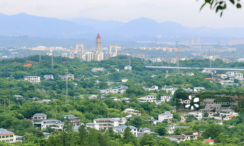 江西赣州市章贡区风景如画绿意盎然的城郊风景图片素材