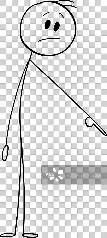 伤心的人指着某样东西的卡通形象图片素材