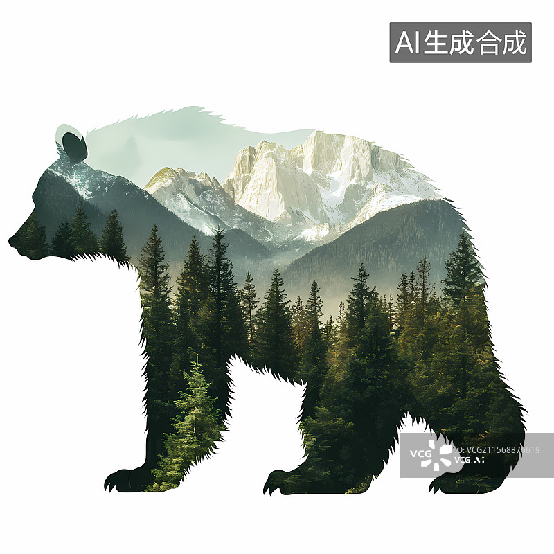 【AI数字艺术】黑熊艺术插画图片素材