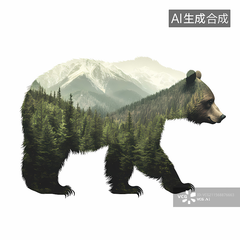 【AI数字艺术】黑熊艺术插画图片素材