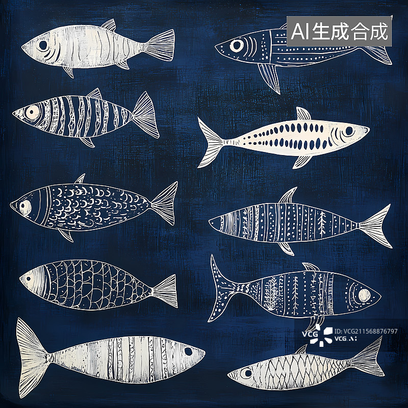 【AI数字艺术】深海鱼群的艺术图片素材