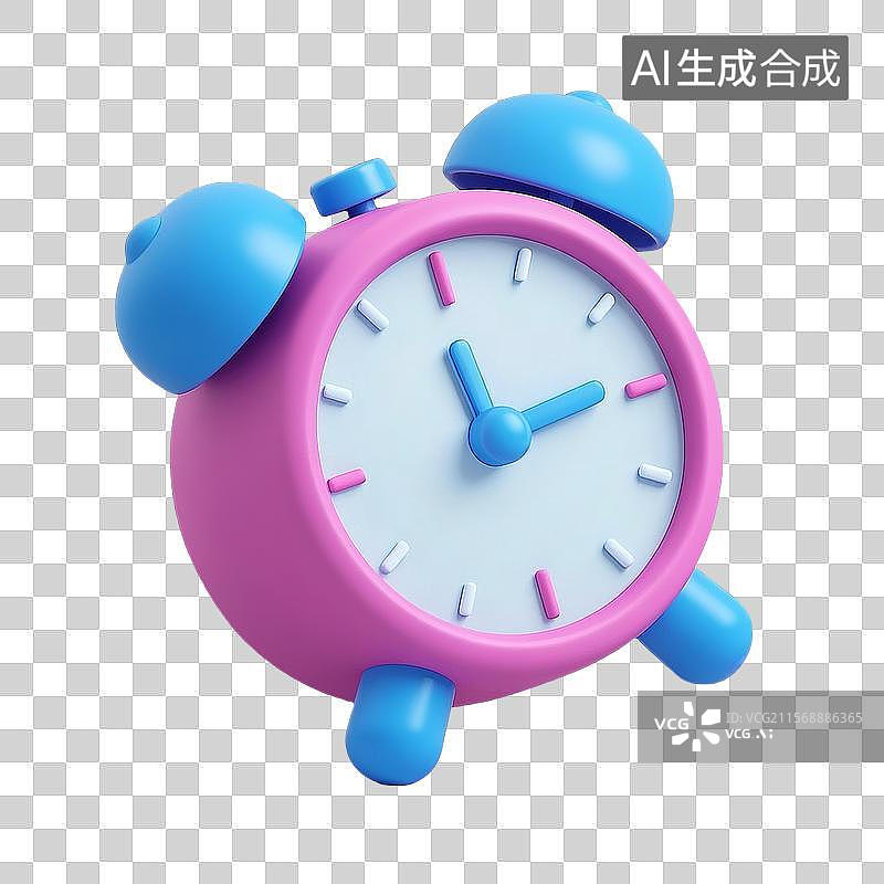 【AI数字艺术】3d粉色闹钟元素图片素材