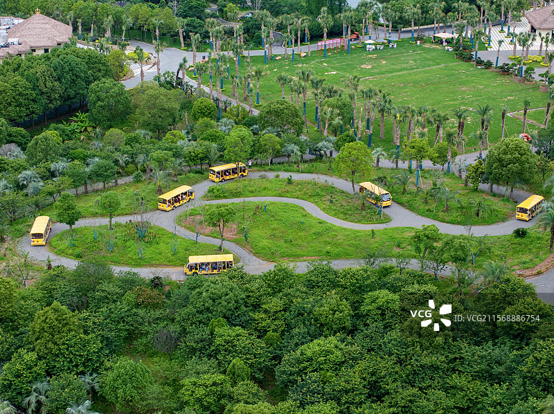 江西省金溪县乔治棕榈山庄生态旅游景区，绿树，湖泊，美景，水域，风光秀美秀丽，乡村旅游，航拍图。图片素材