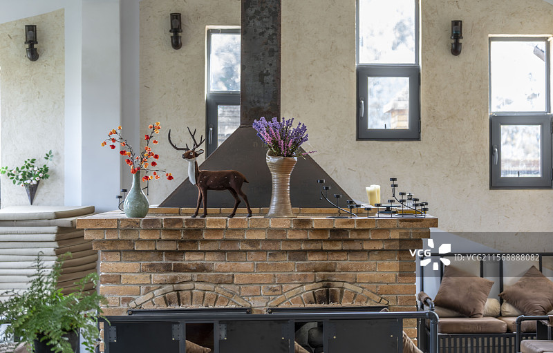 室内暖居 壁炉装饰景致图片素材