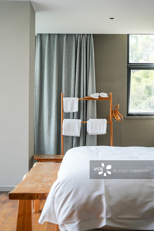 湖州德清 莫干山 民宿 黄郛山庄 室内 床铺图片素材