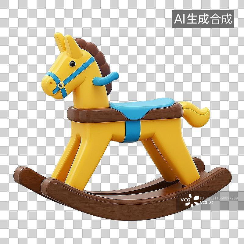 【AI数字艺术】3d黄色木马玩具图片素材