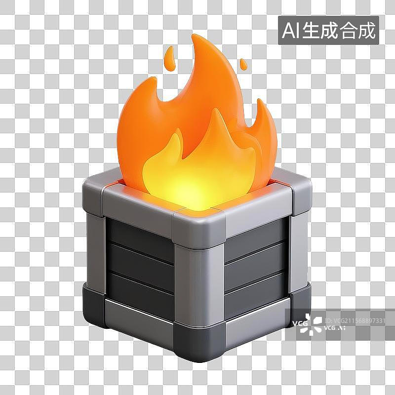 【AI数字艺术】3d灰色火盆与火焰图片素材