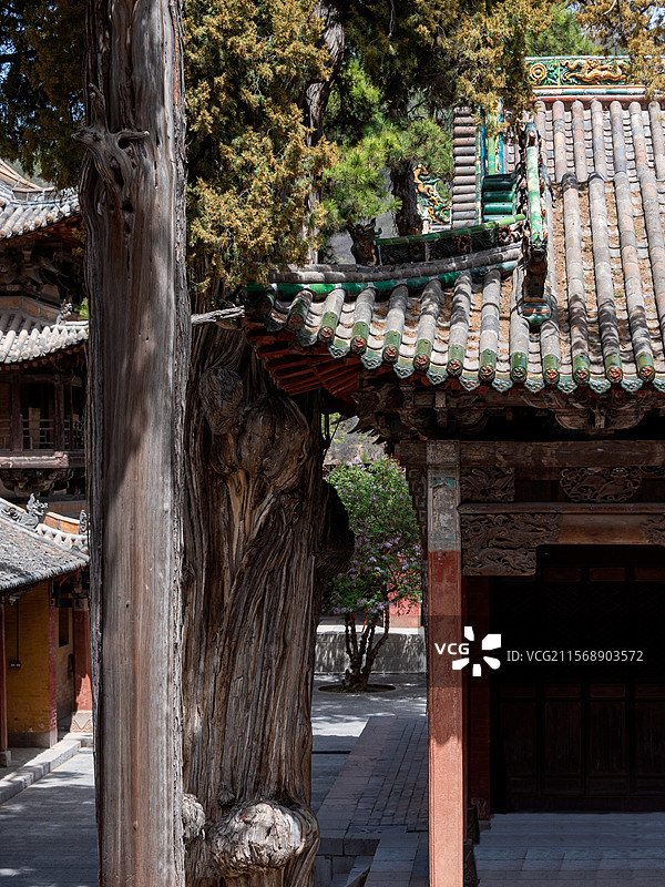山西晋城古建筑陵川西溪二仙庙建筑群院落全景特写镜头图片素材