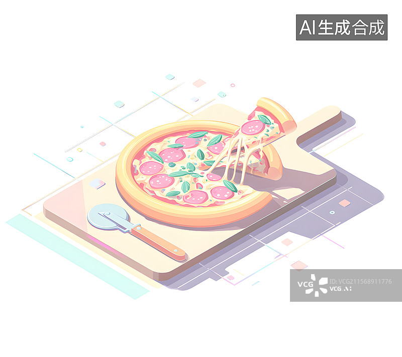 【AI数字艺术】披萨 美味图片素材