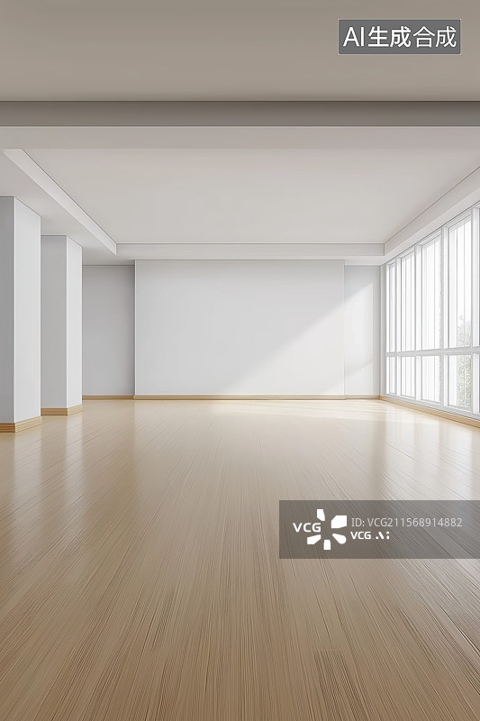 【AI数字艺术】空旷的室内空间和木地板图片素材